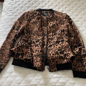 Leopard Peplum Bomber Jacket